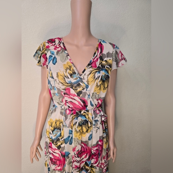 Band of Gypsies Floral Pink/ Yellow/Maxi Long Dress Boho Women's sz Larg Cottage - Picture 5 of 14